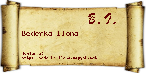 Bederka Ilona névjegykártya